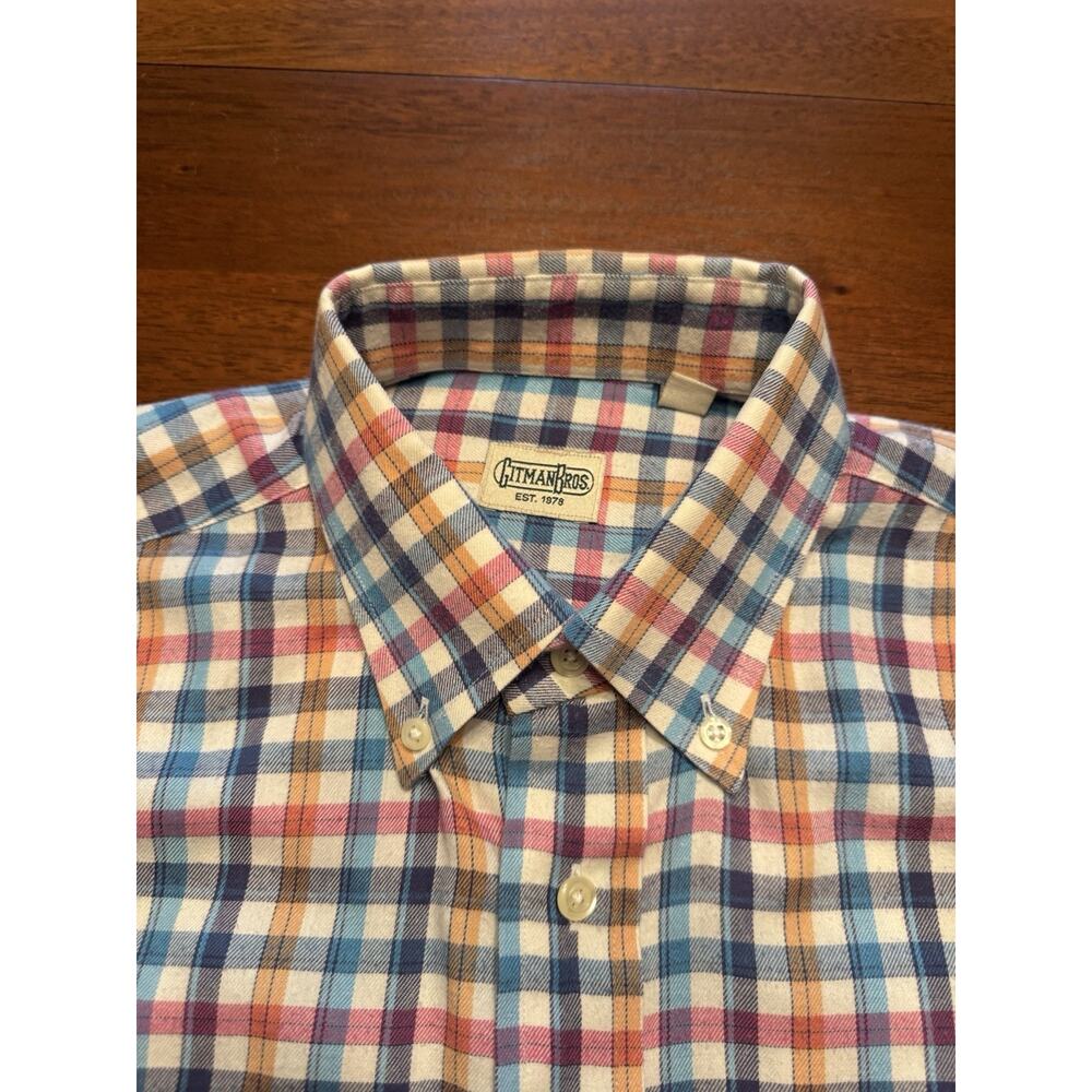 Medium Gitman Bros Colorful Checkered Soft Cotton… - image 1